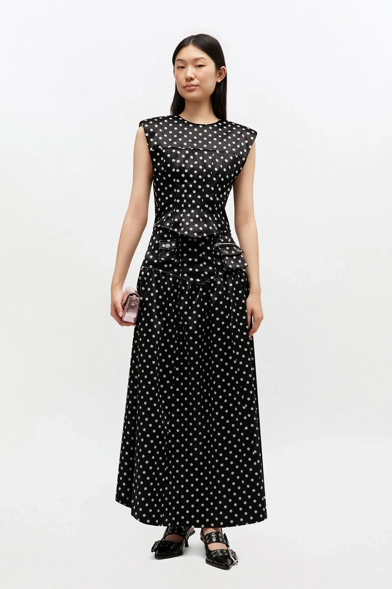Polka-Dot Satin Corset Top - Image 3